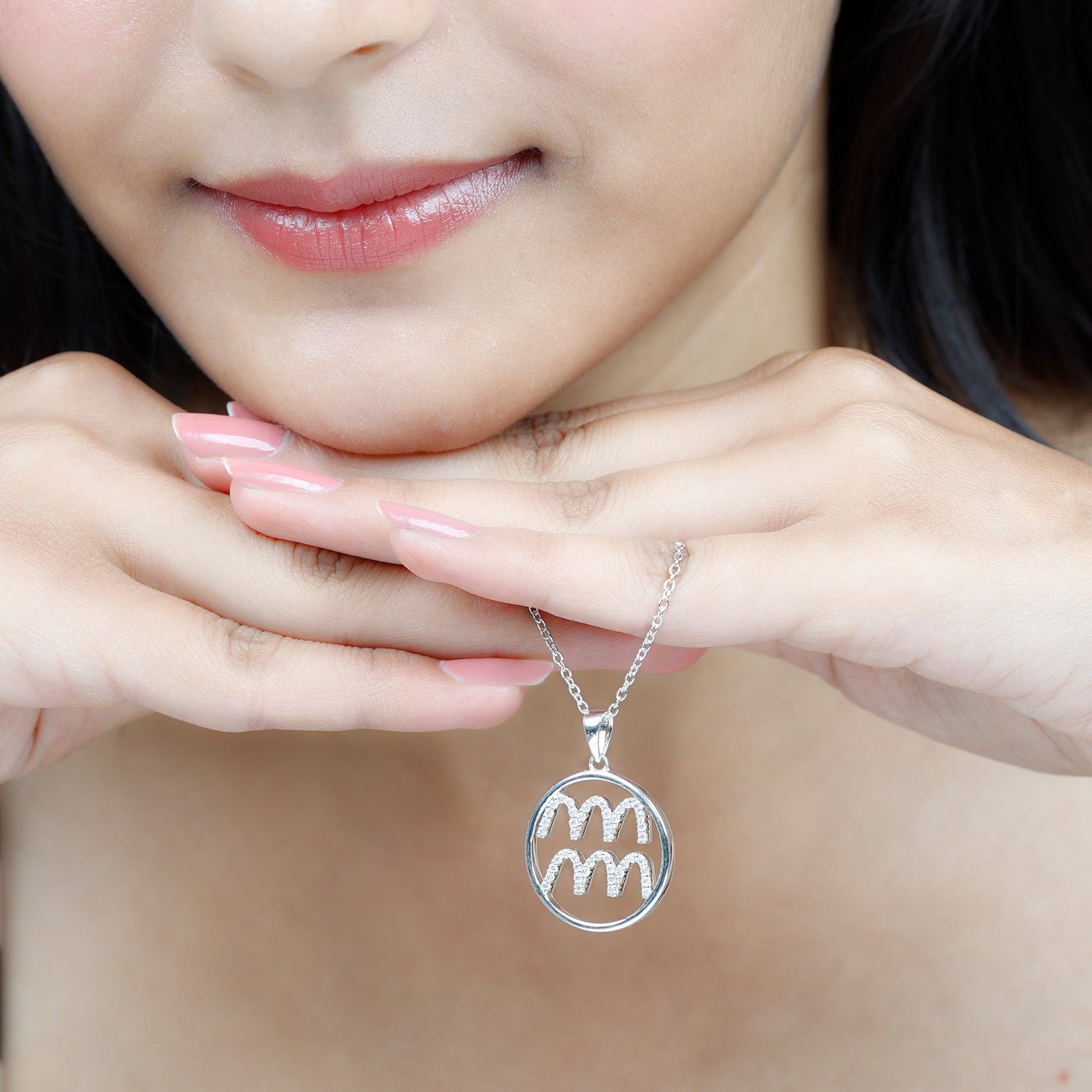 Certified Moissanite Zodiac Aquarius Pendant Necklace