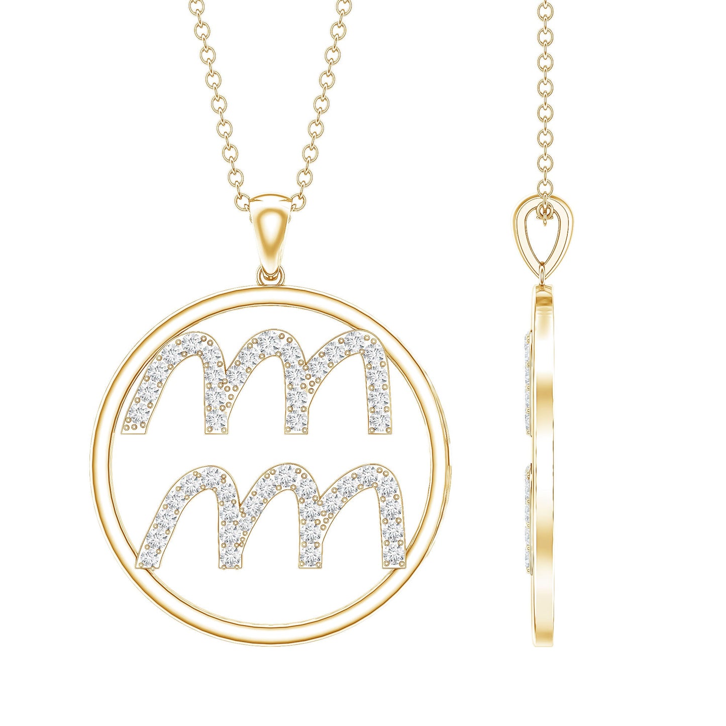 Certified Moissanite Zodiac Aquarius Pendant Necklace