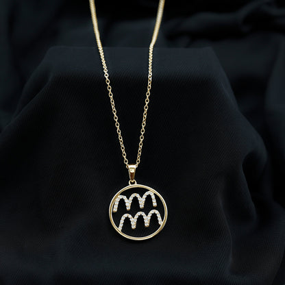 Certified Moissanite Zodiac Aquarius Pendant Necklace