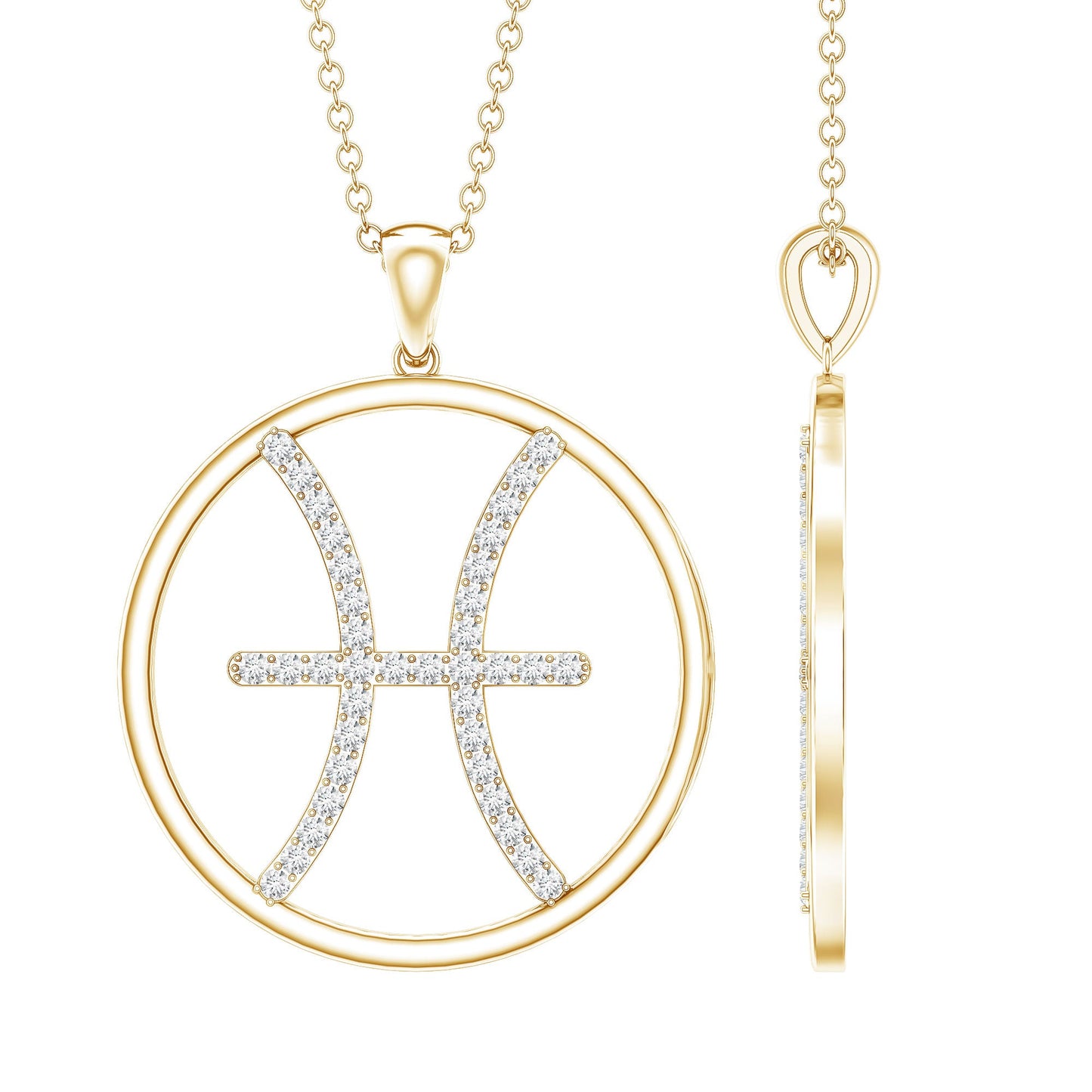 Certified Moissanite Pisces Zodiac Sign Pendant Necklace