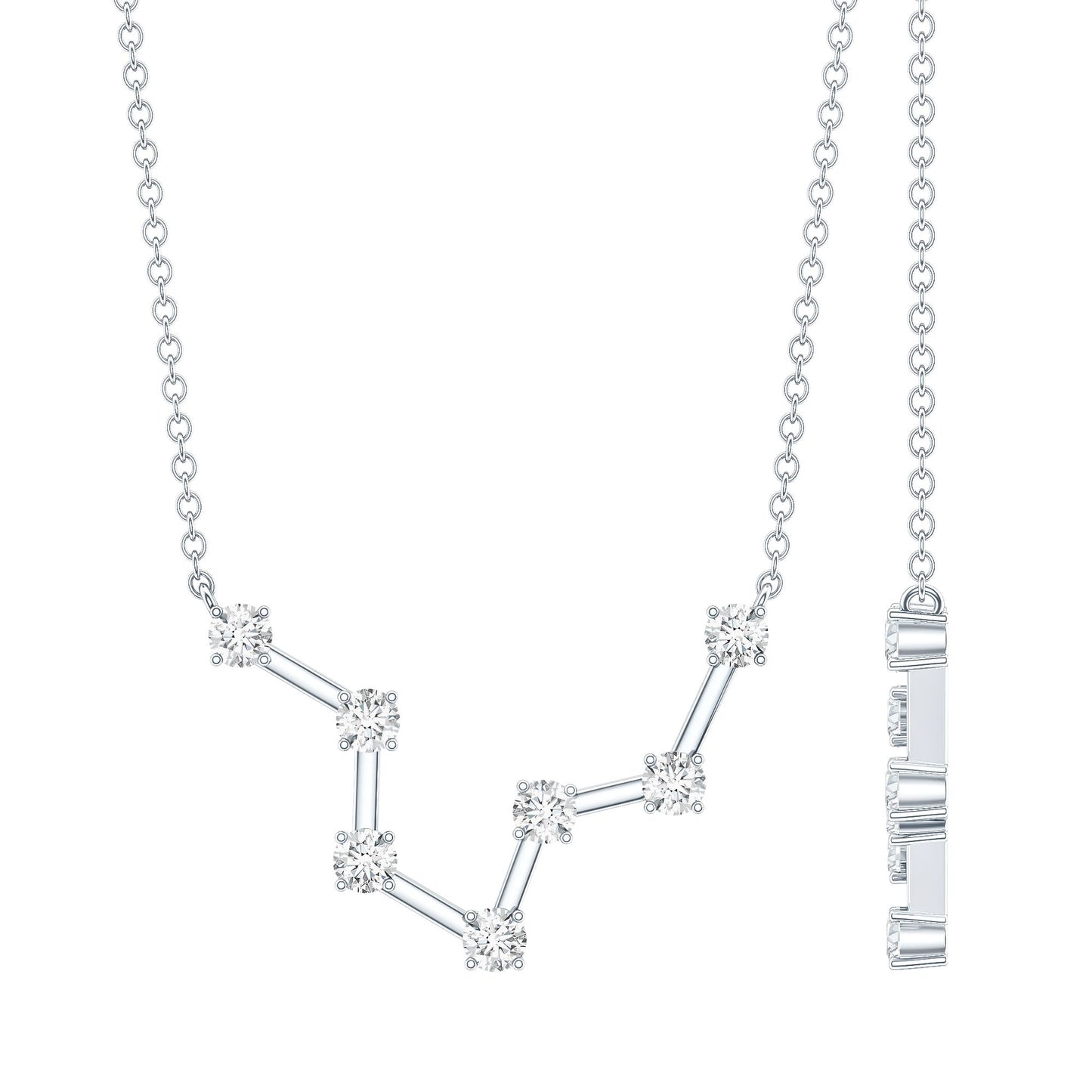 Moissanite Constellation Aquarius Zodiac Sign Necklace