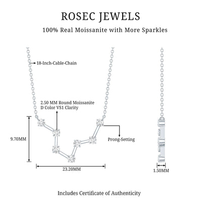 Moissanite Constellation Aquarius Zodiac Sign Necklace
