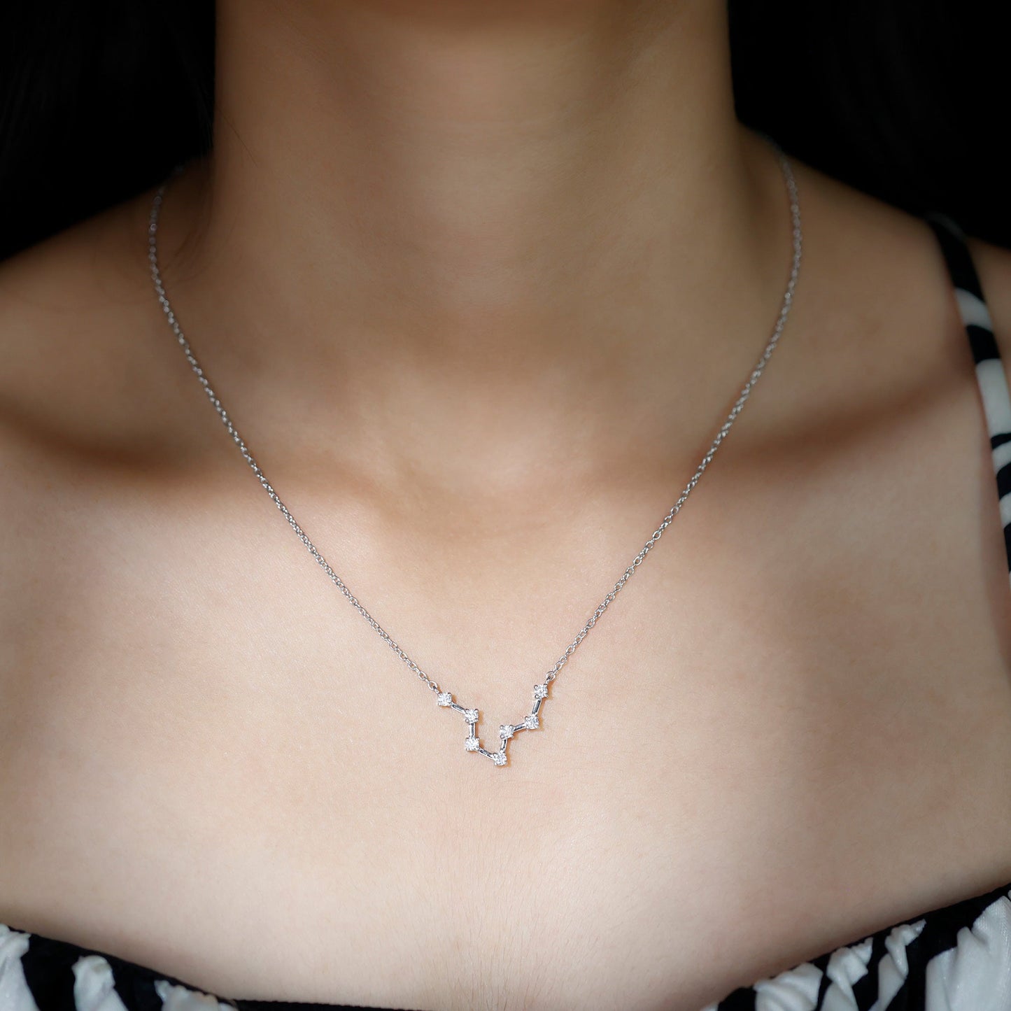 Moissanite Constellation Aquarius Zodiac Sign Necklace