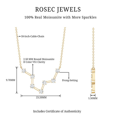 Moissanite Constellation Aquarius Zodiac Sign Necklace