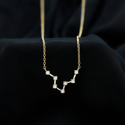 Moissanite Constellation Aquarius Zodiac Sign Necklace