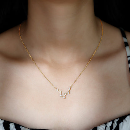 Moissanite Constellation Aquarius Zodiac Sign Necklace