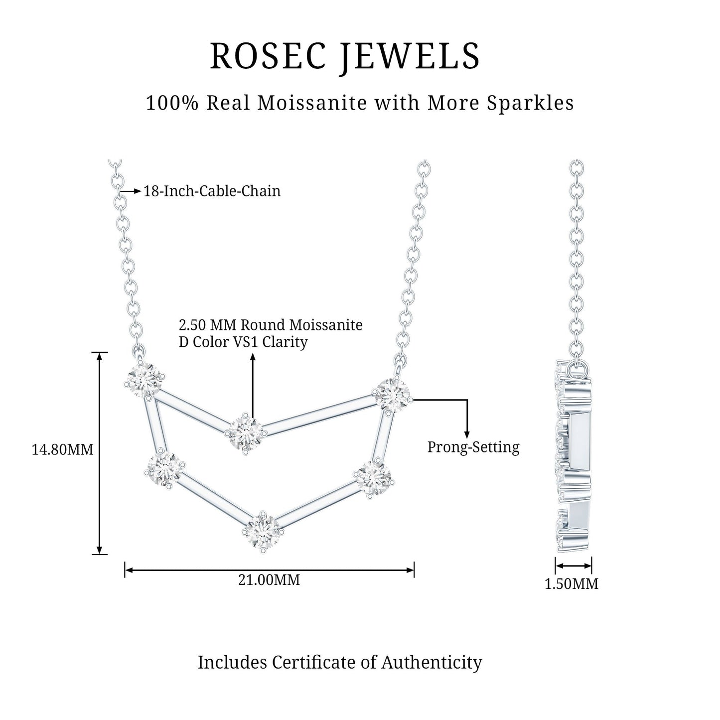 Certified Moissanite Capricorn Constellation Necklace