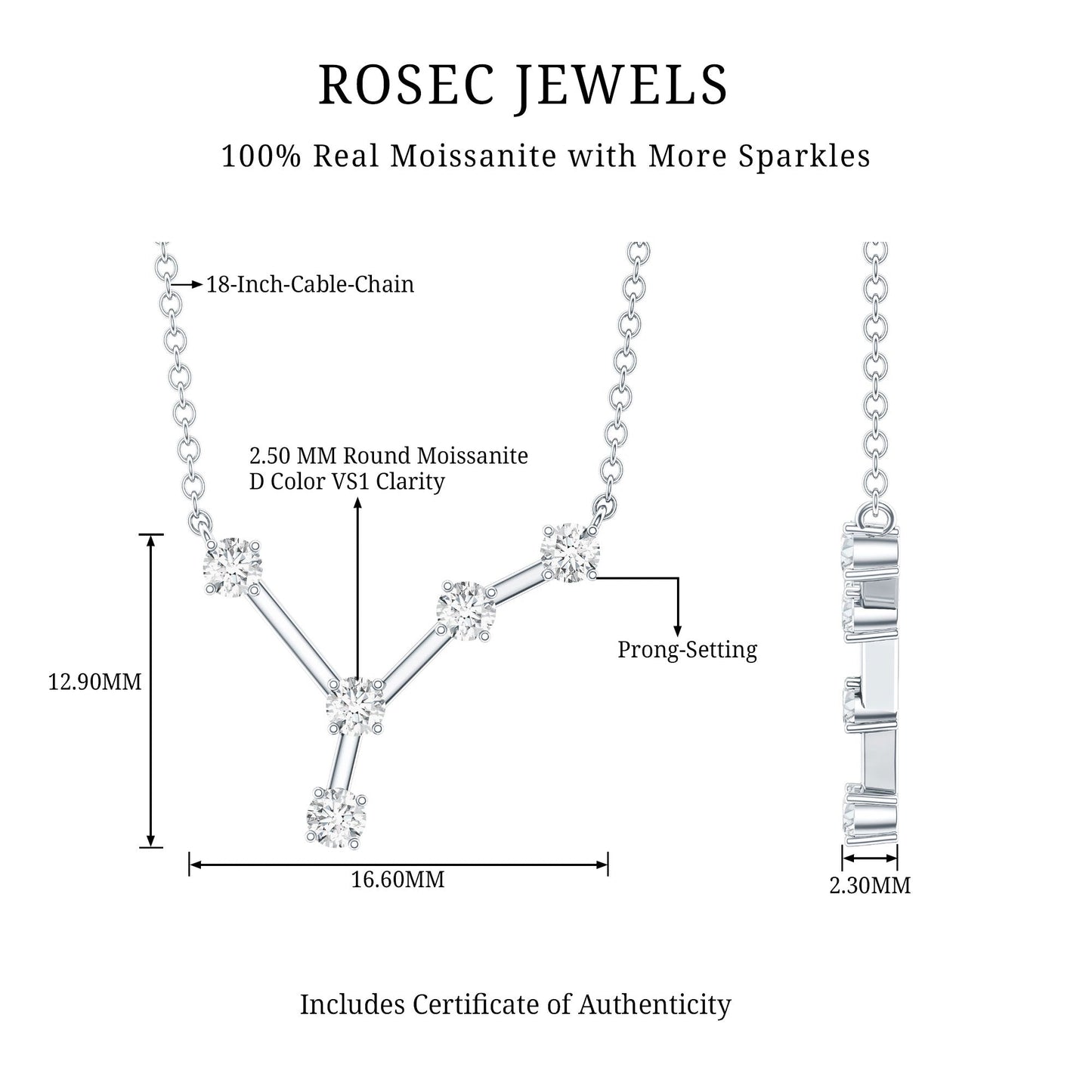 Moissanite Cancer Zodiac Constellation Necklace