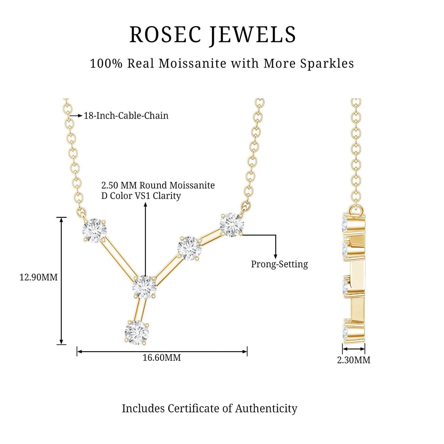 Moissanite Cancer Zodiac Constellation Necklace