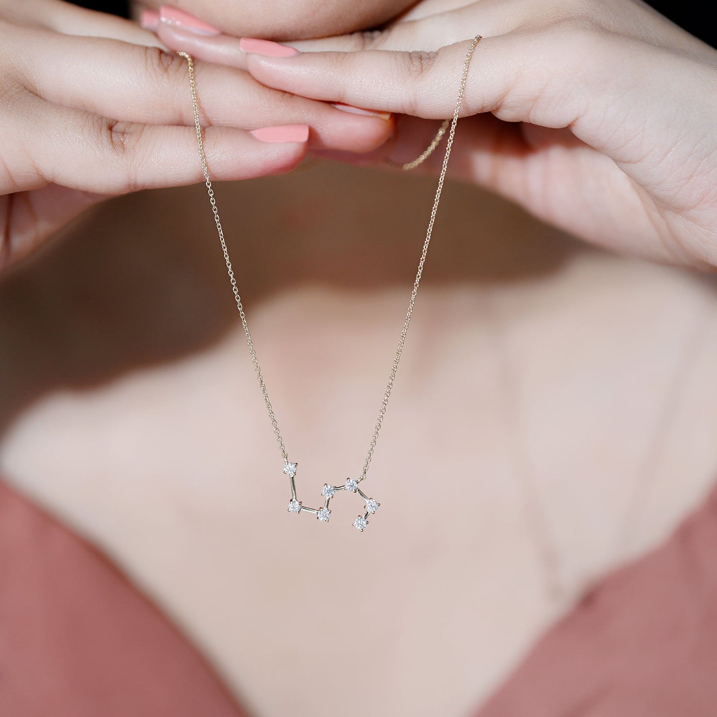 Moissanite Constellation Leo Zodiac Sign Necklace