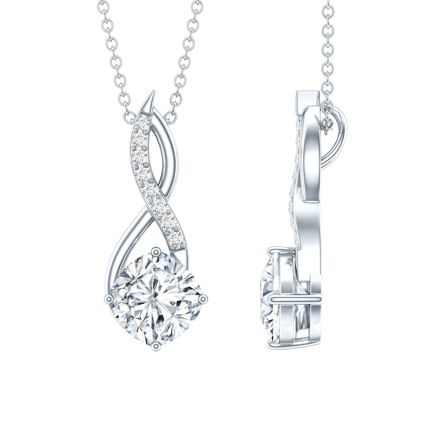 2 Carat Cushion Cut Cubic Zirconia Infinity Necklace for Women
