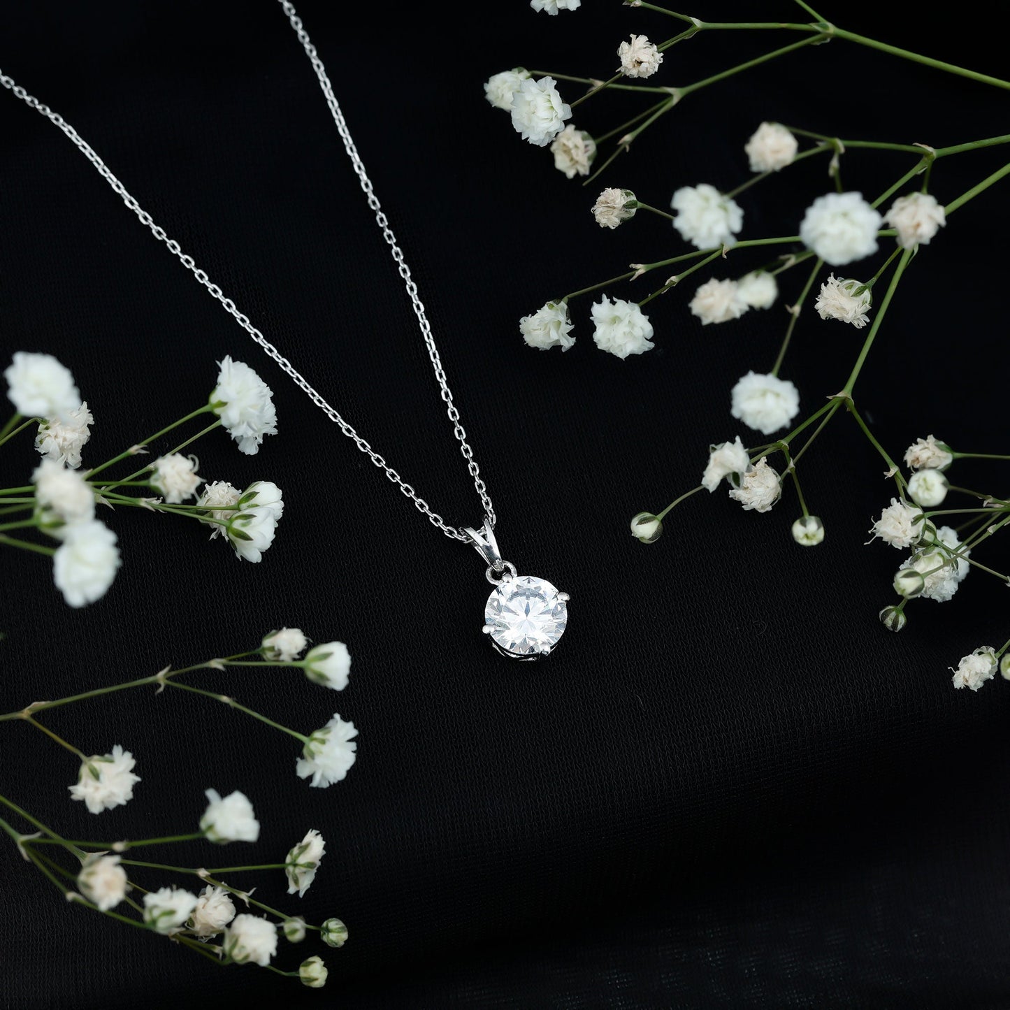 2 Carat Cubic Zirconia Solitaire Necklace with Silver Chain