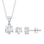 Certified 3.9 Carat Round Cubic Zirconia Solitaire Necklace and Earrings Set