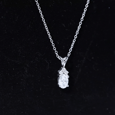 Oval and Round Cut Moissanite Pendant Necklace for Women