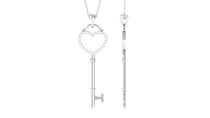 Certified Moissanite Open Heart Key Pendant for Her