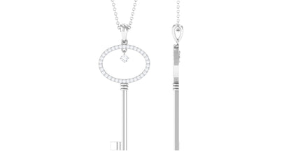 Certified Moissanite Key Pendant for Women