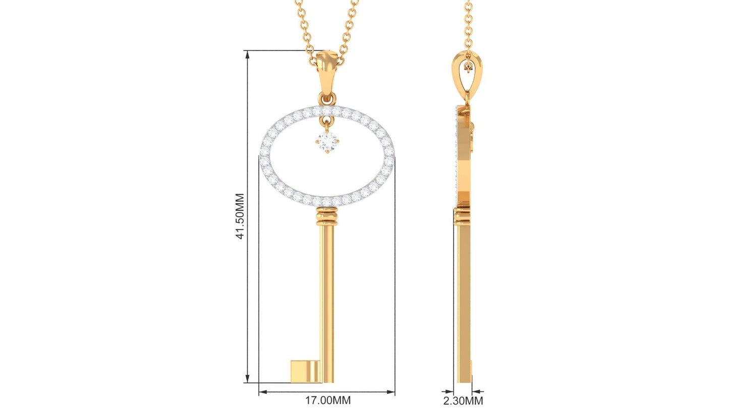 Certified Moissanite Key Pendant for Women