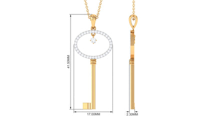 Certified Moissanite Key Pendant for Women