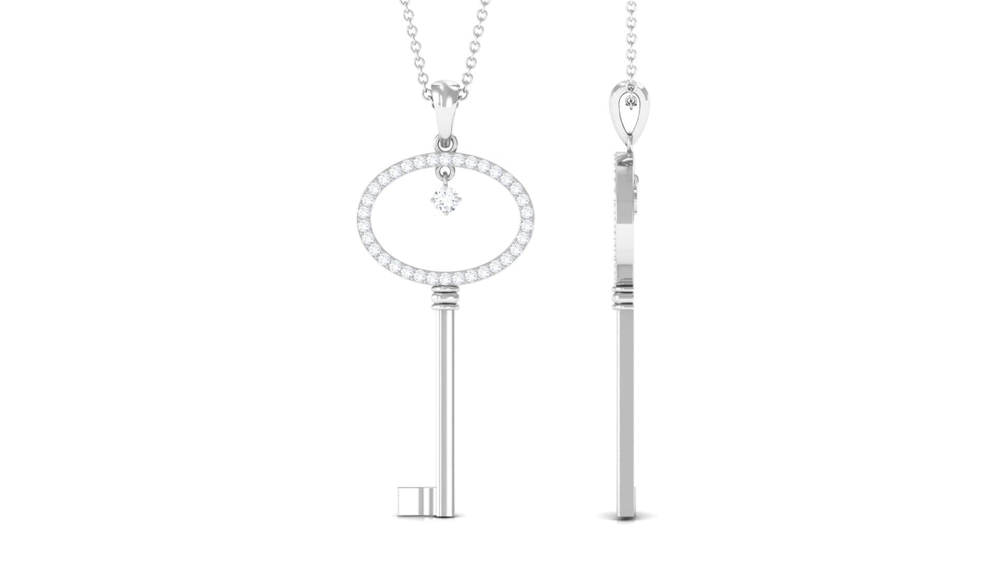 Certified Moissanite Key Pendant for Women
