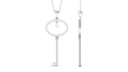 Certified Moissanite Key Pendant for Women