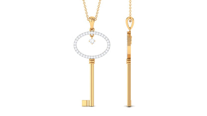 Certified Moissanite Key Pendant for Women