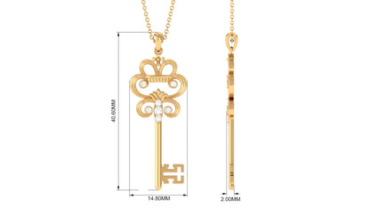 Certified Moissanite Vintage Inspired Key Pendant Necklace