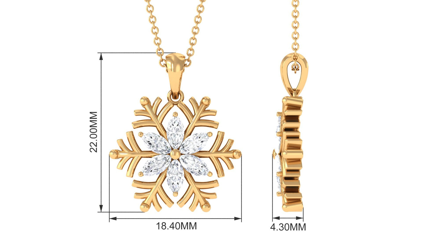 Certified Moissanite Snowflake Necklace for Women