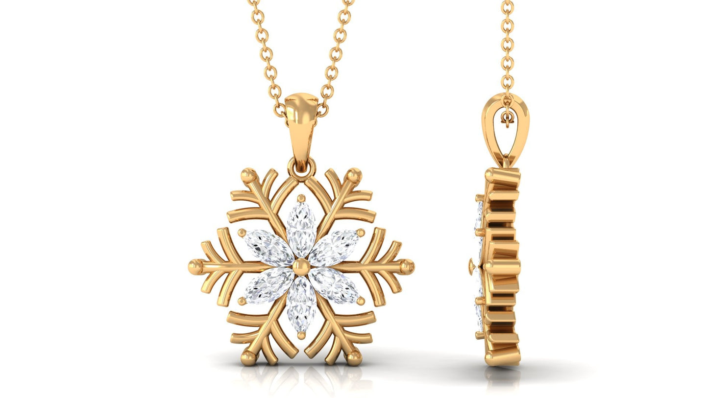 Certified Moissanite Snowflake Necklace for Women