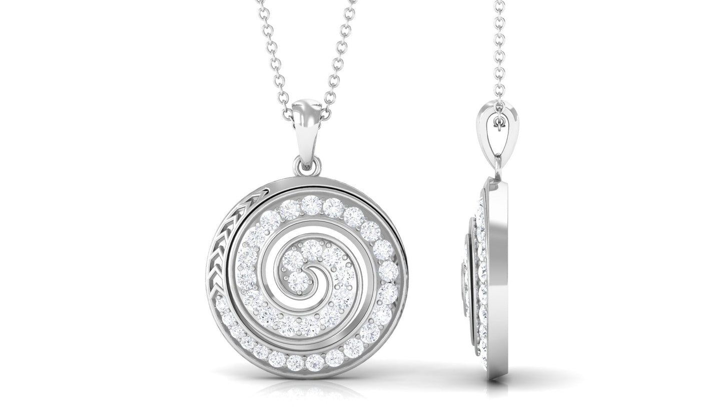 Round Cut Moissanite Swirl Pendant for Women
