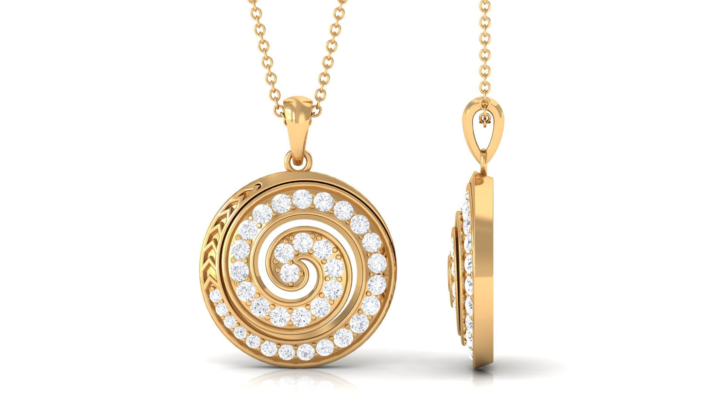Round Cut Moissanite Swirl Pendant for Women