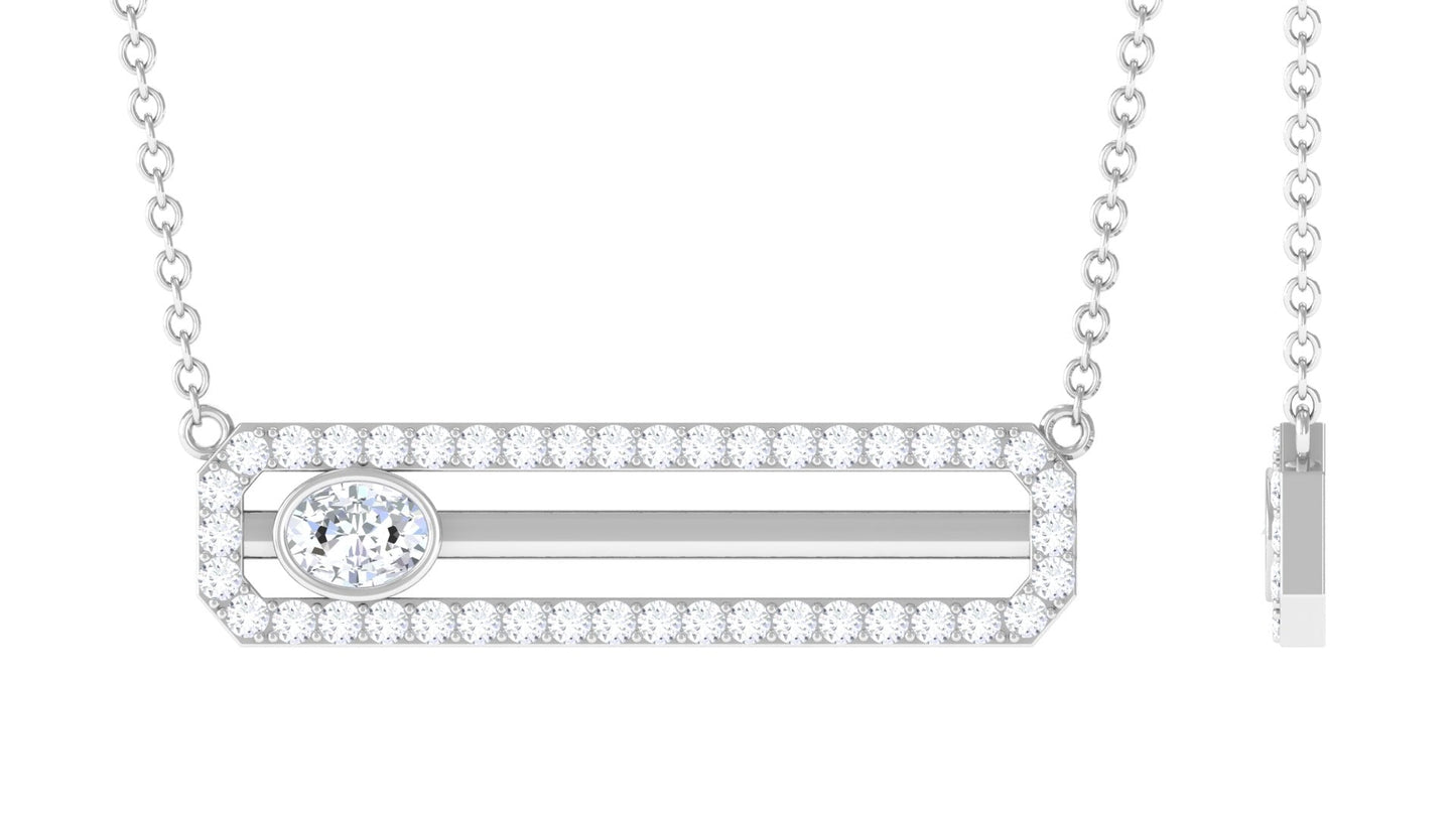 Certified Moissanite Bar Necklace for Her