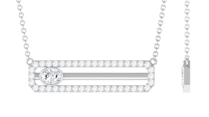Certified Moissanite Bar Necklace for Her