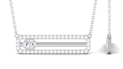 Certified Moissanite Bar Necklace for Her