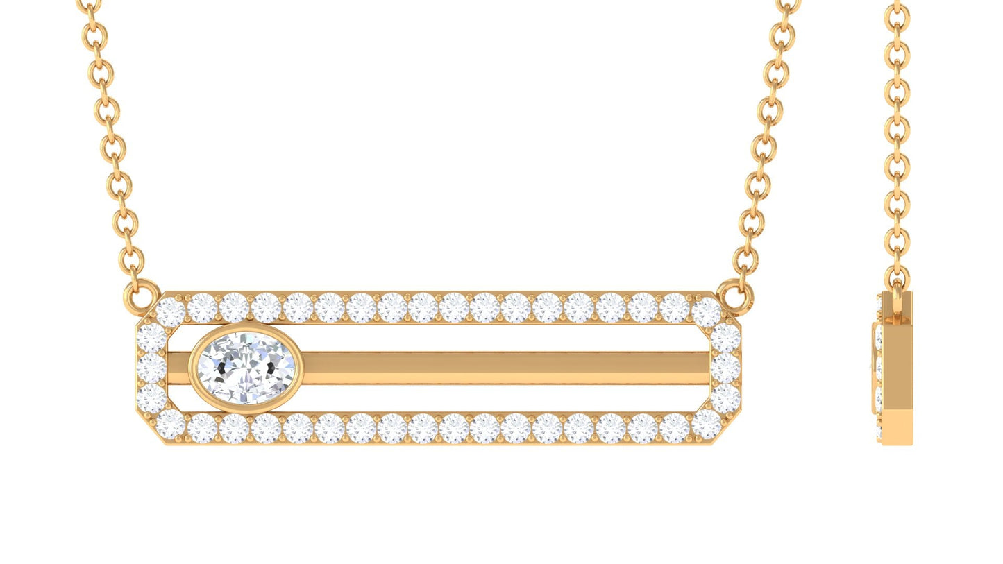 Certified Moissanite Bar Necklace for Her