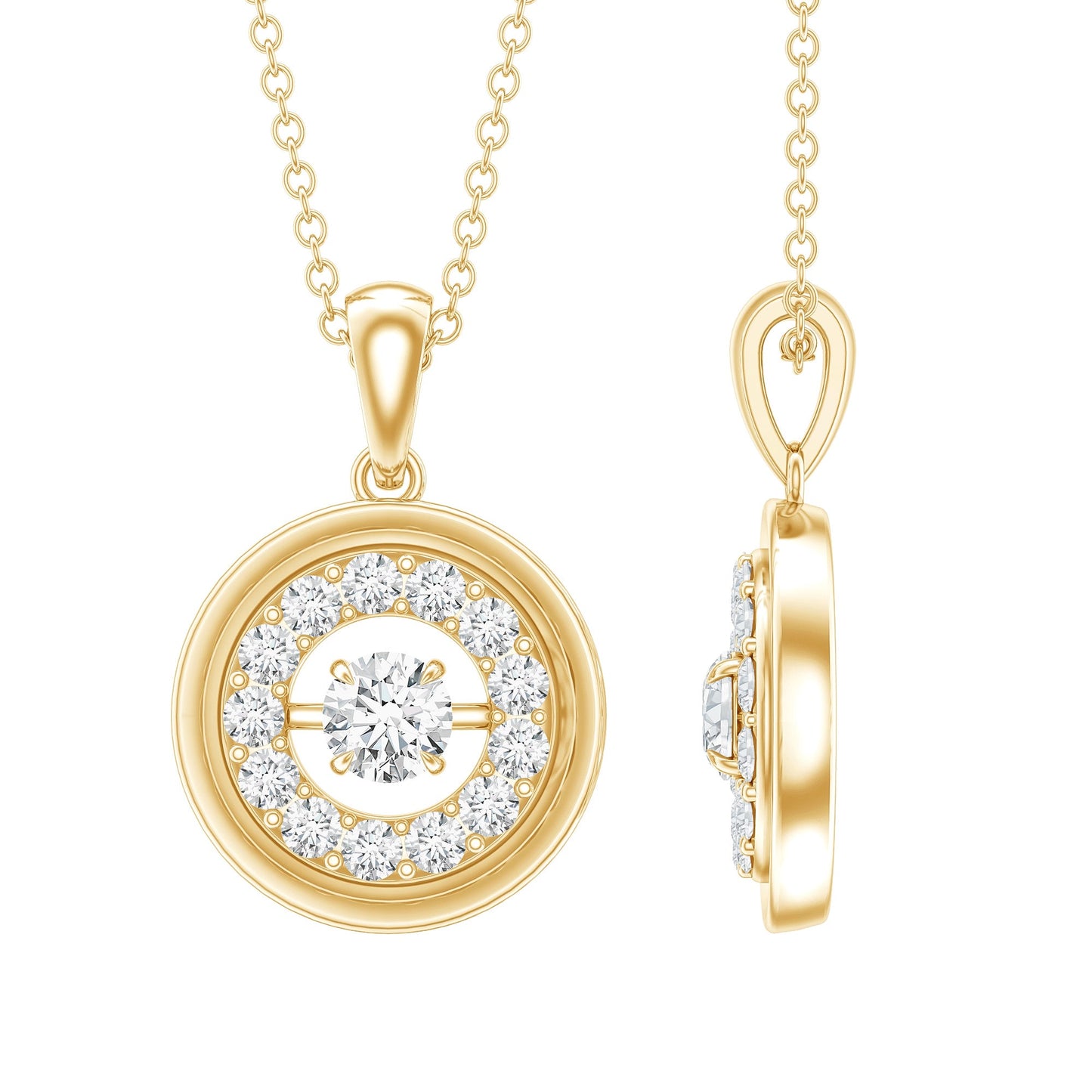 Certified Moissanite Classic Halo Pendant