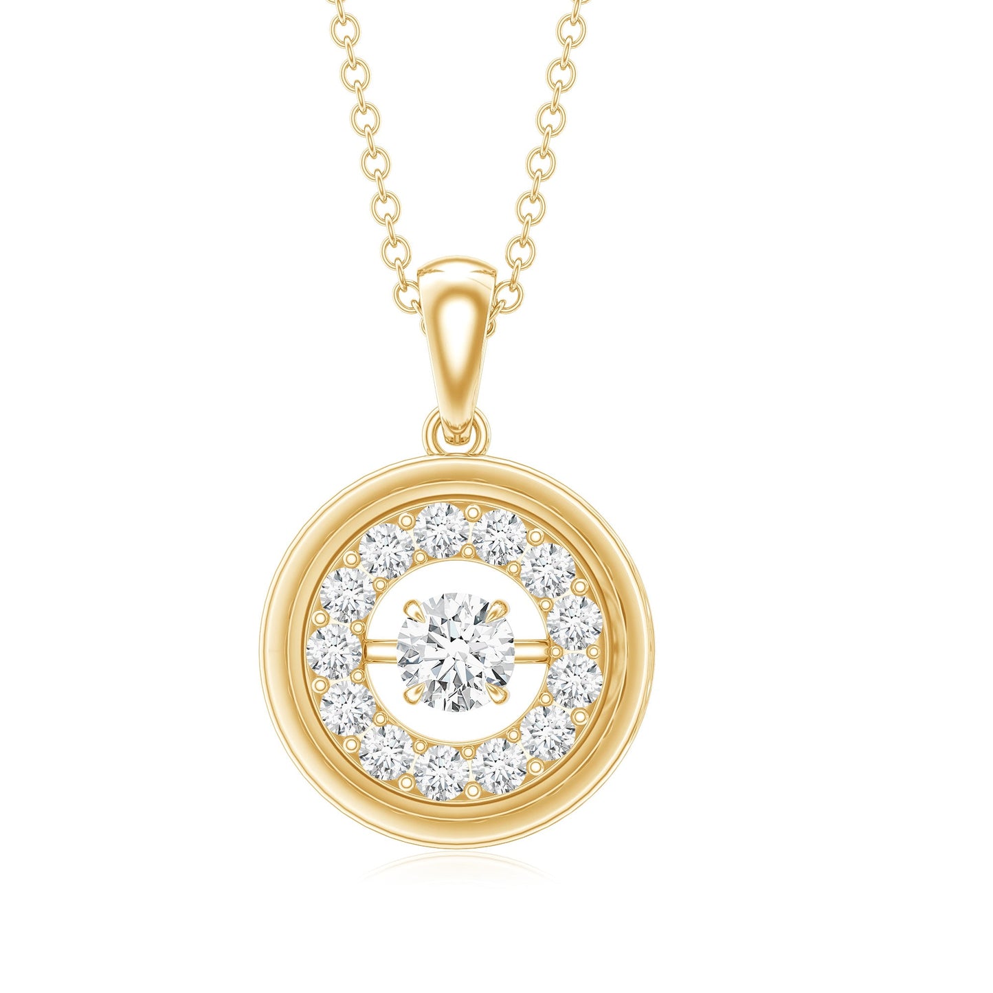 Certified Moissanite Classic Halo Pendant