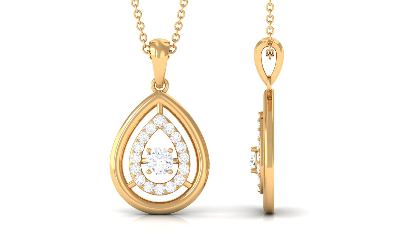 Certified Moissanite Teardrop Shape Necklace with Halo