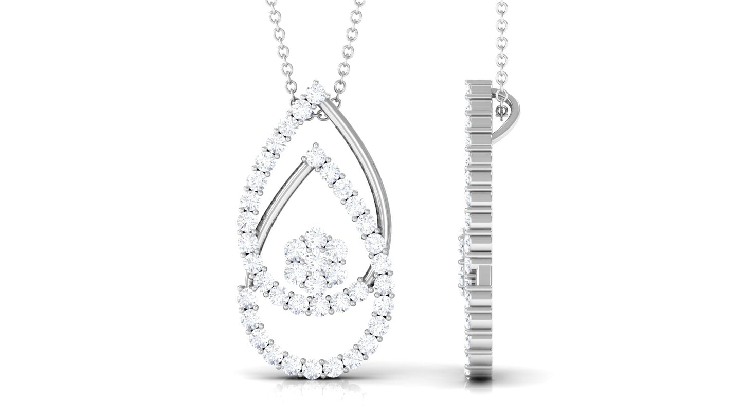 Moissanite Teardrop Necklace in Prong Setting
