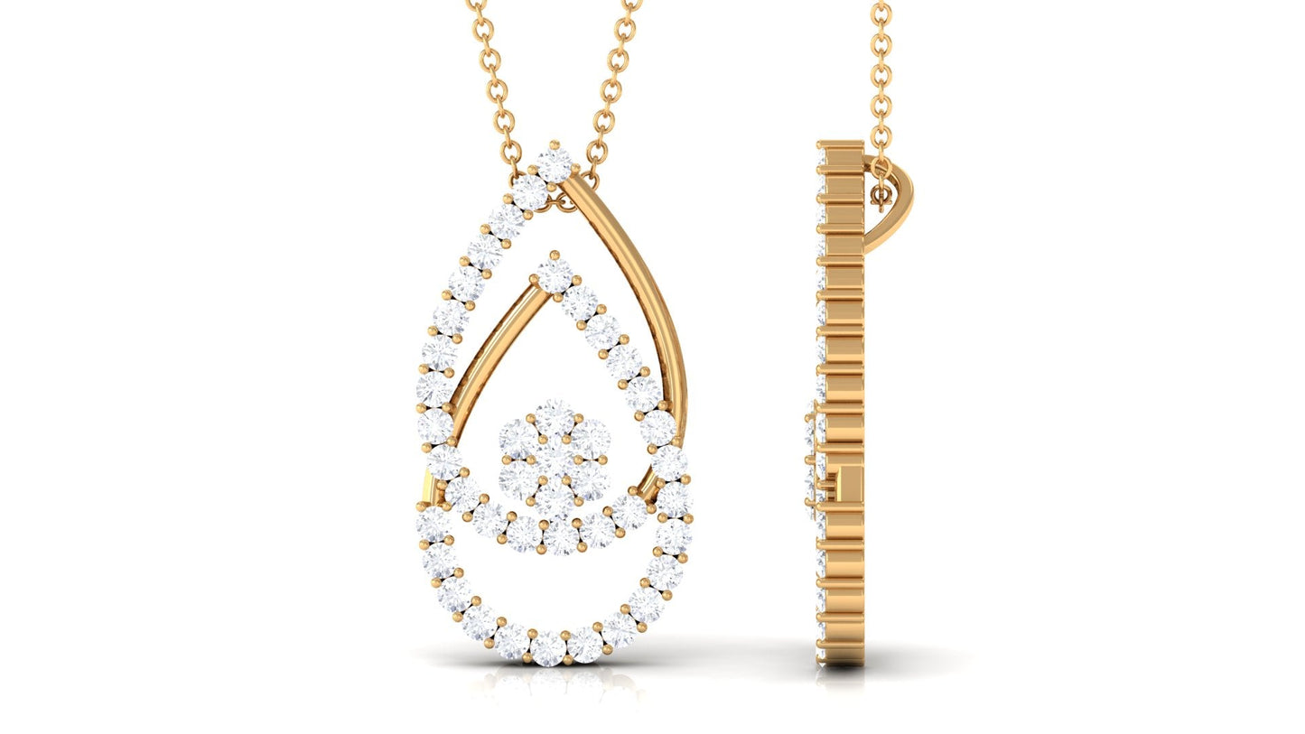 Moissanite Teardrop Necklace in Prong Setting