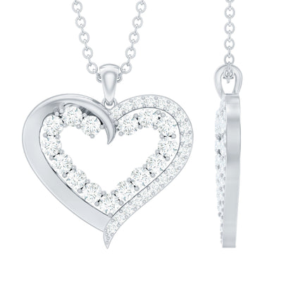 Certified Moissanite Open Heart Pendant