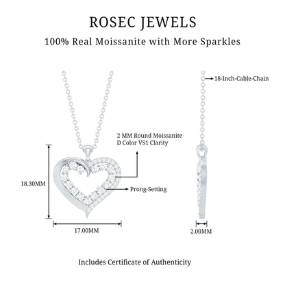 Certified Moissanite Open Heart Pendant
