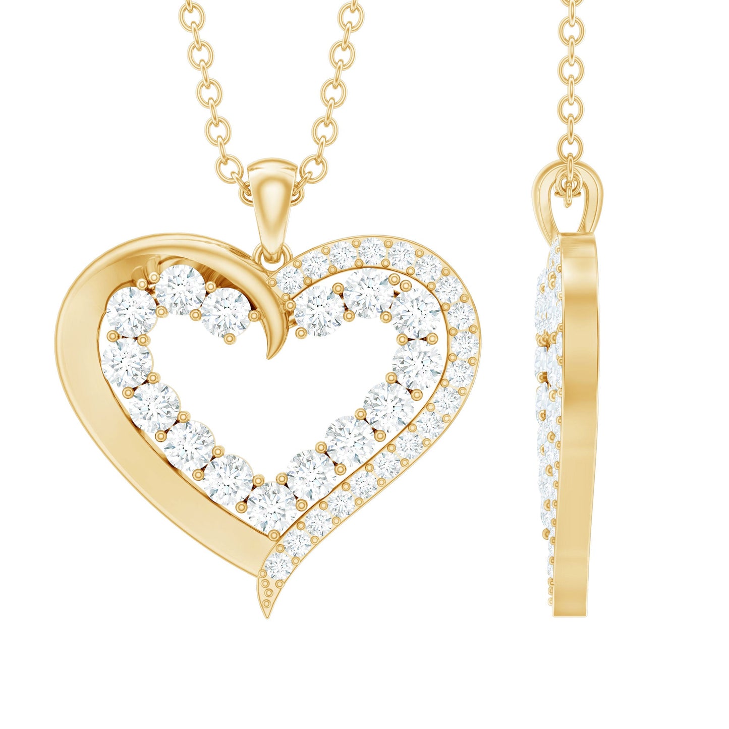Certified Moissanite Open Heart Pendant