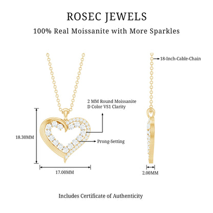 Certified Moissanite Open Heart Pendant