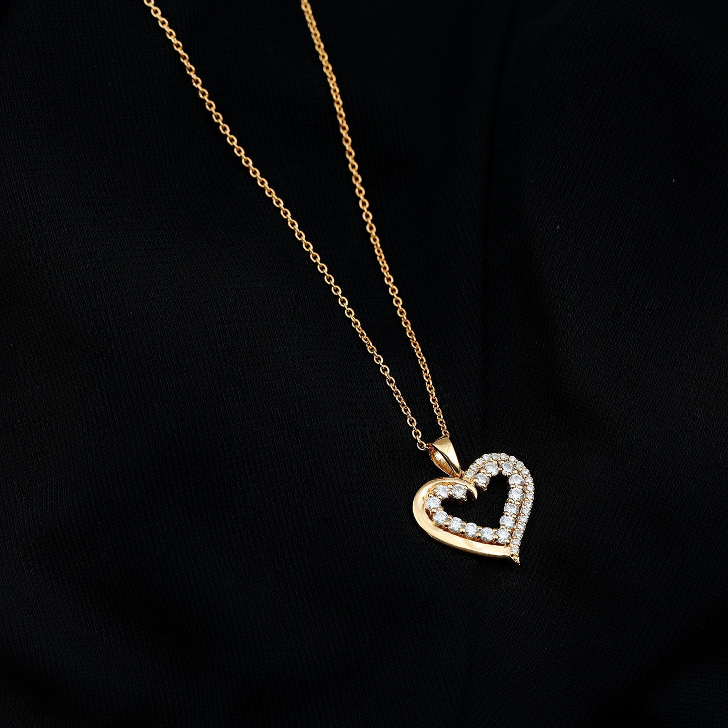 Certified Moissanite Open Heart Pendant
