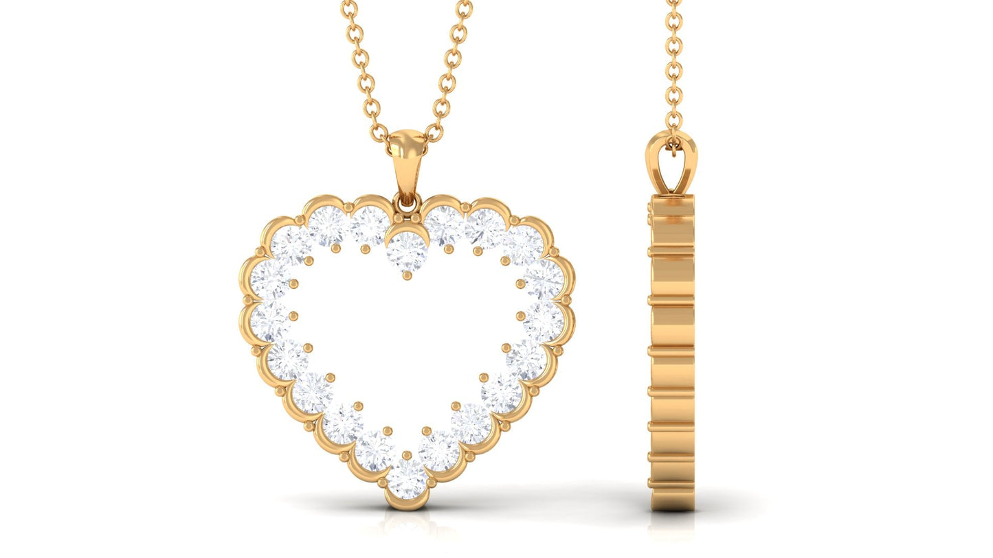Certified Moissanite Open Heart Pendant Necklace
