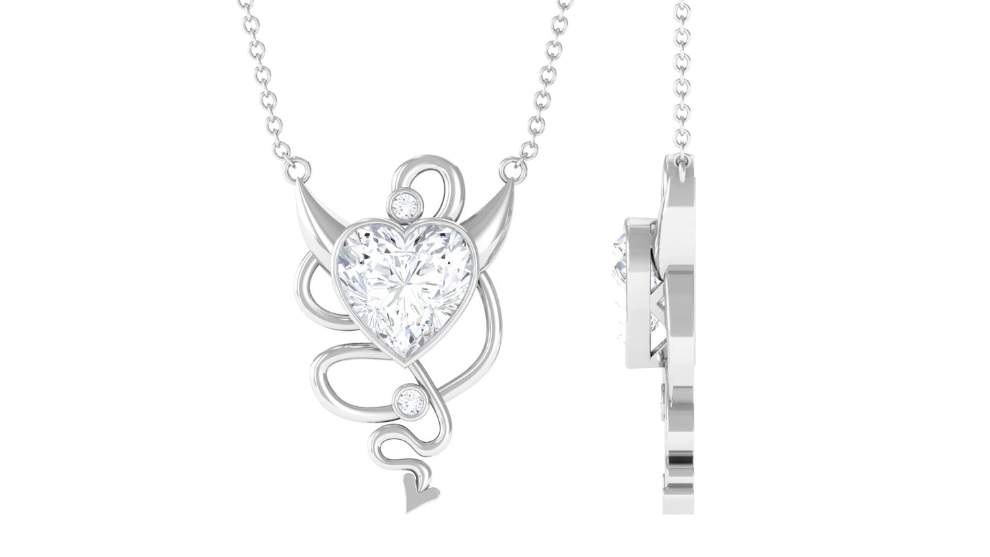2 CT Moissanite Devil Heart Necklace in Bezel Setting