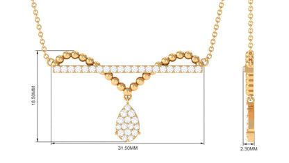 Designer Moissanite Bar Drop Necklace in Pave Setting