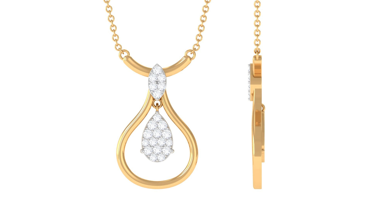 Certified Moissanite Teardrop Necklace in Illusion Setting