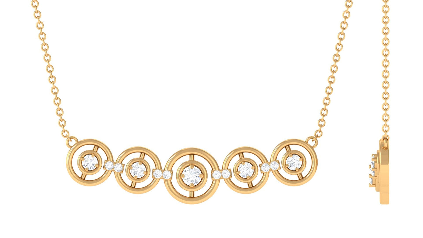 Certified Round Moissanite Bar Necklace for Women