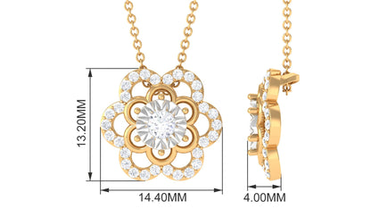 Certified Moissanite Floral Pendant Necklace